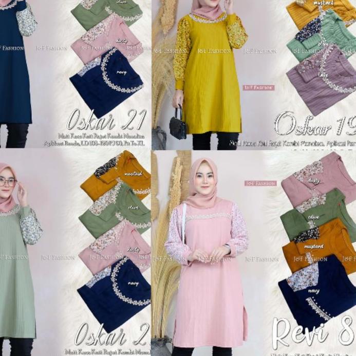Harga Potongan [BEST SELLER] Tunik Kaos Rajut Jumbo Import/Oskar 19 20 21 23/Revi 4 8/Kombi Monalisa