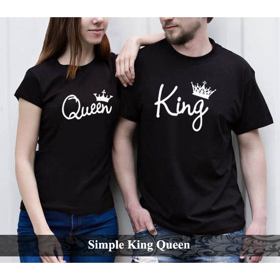 Baju Murah Couple  Warna Hitam Tulisan King Queen Simple  