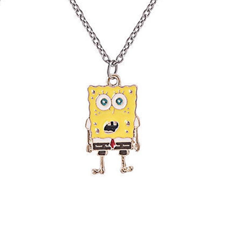 Kalung Liontin Kartun SpongeBob SquarePants Bintang Gaya Hip Hop Untuk Pria Dan Wanita