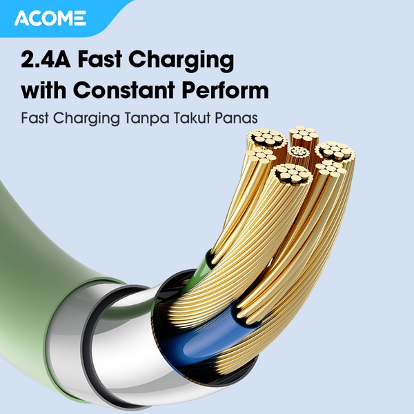 Kabel Data ACOME AGL010 Lightning Fast Charging 2.4 A 1 Meter Macaron - Garansi Resmi 1 Tahun