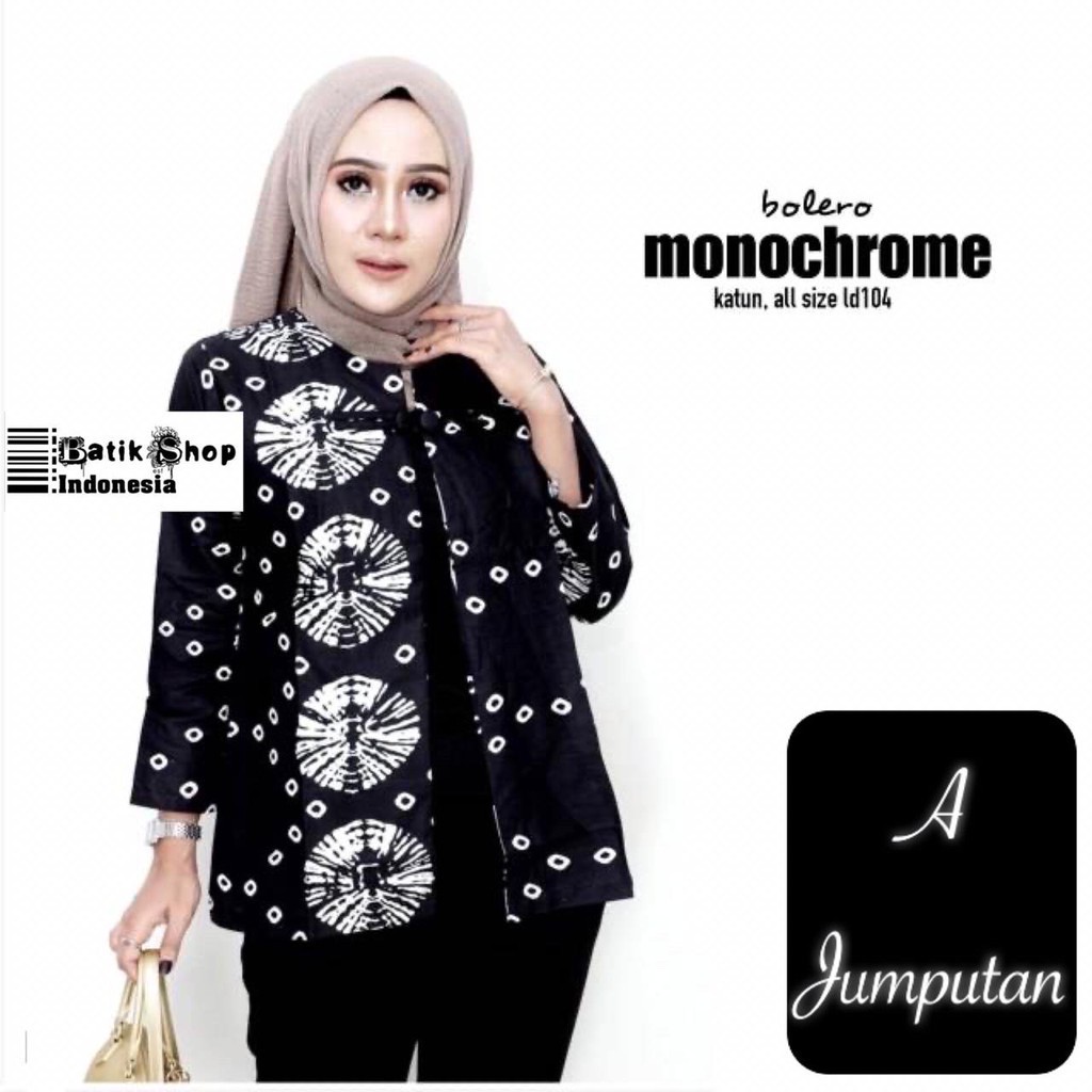 Bolero Monochrome Monokrom Batik 2in1 Modern Seragam Kantor Cantik Baru Casual Santai Kerja