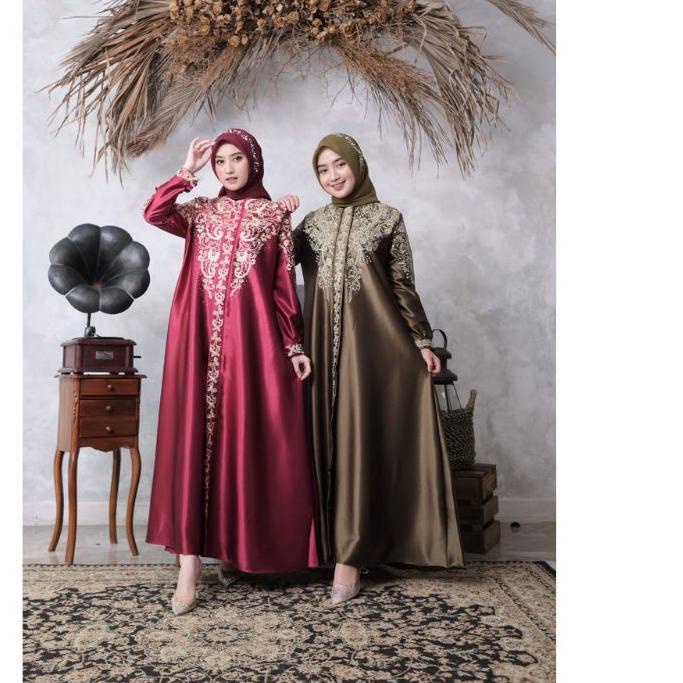 Berkualitas GAMIS SATIN KRISTAL BORDIR 2022 / gamis kristal terlaris