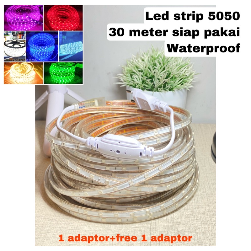 Lampu Led strip Led lis plafon 30 meter lampu selang siap pakau