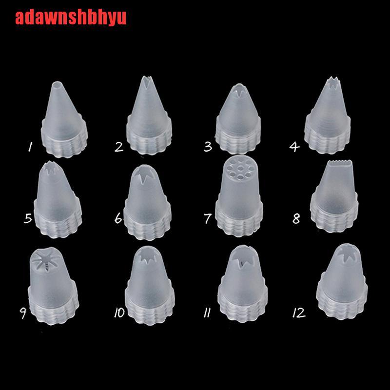 12 Pcs / Set Nozzle Icing Piping Cream Bahan Plastik