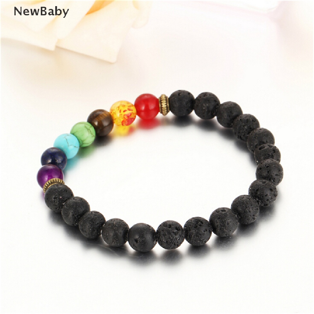 Newbaby Gelang Manik Batu Lava 7 Chakra Healing Balance Untuk Unisex