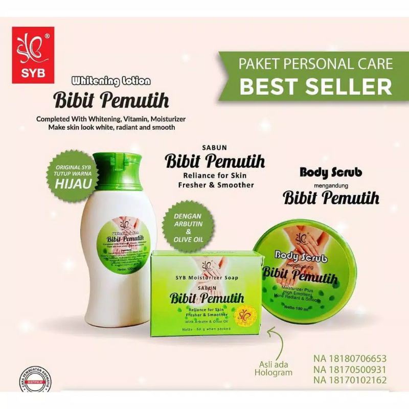 [COD] Paket Bibit Pemutih SYB 3in1 Lotion + Sabun + Body Scrub AMPUH Memutihkan Kulit Secara Alami Selama 10 Hari - ORIGINAL BPOM