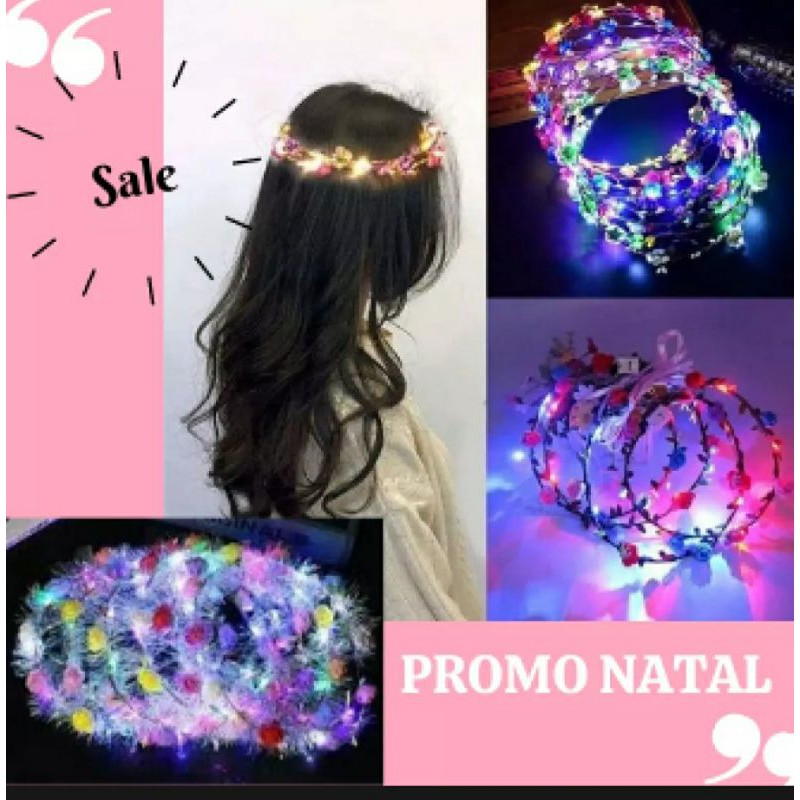 Bando mahkota bunga LED/ Bandana bunga lampu/ bando lampu led/ headband led bunga murah