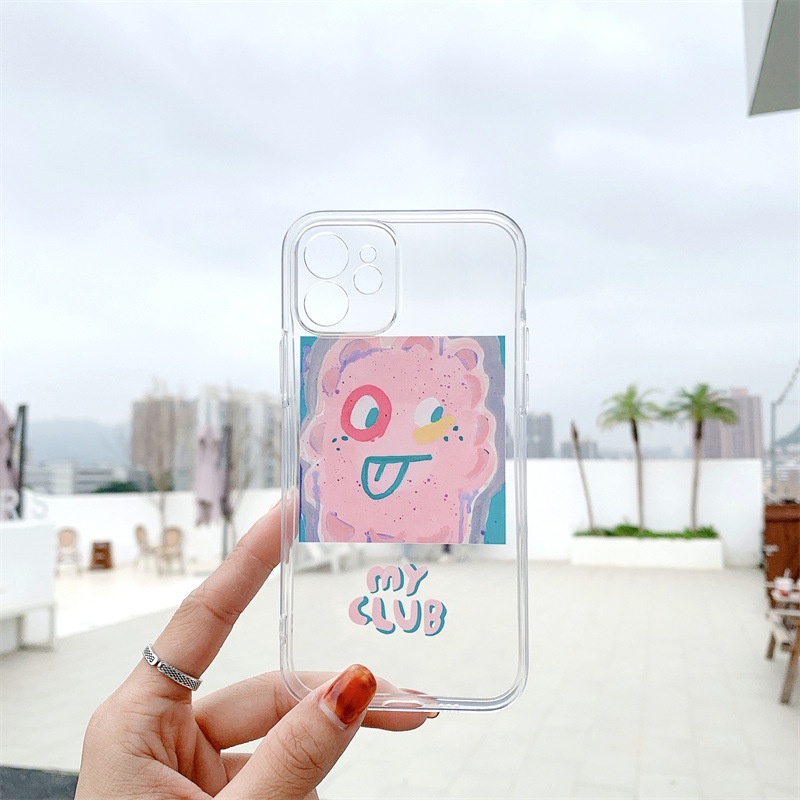 Soft Case Pelindung Desain Kartun Monster Pink Untuk Iphone 6 6s 7 8 PLUS X XR XS 11 12 13 MINI PRO MAX SE 2020