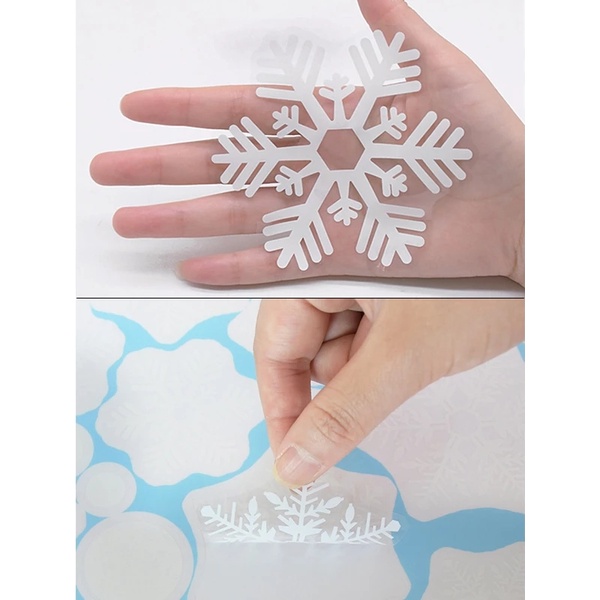 Stiker Jendela Listrik Statis Removable Tanpa Lem Tahan Air Motif Snowflake Untuk Dekorasi Natal