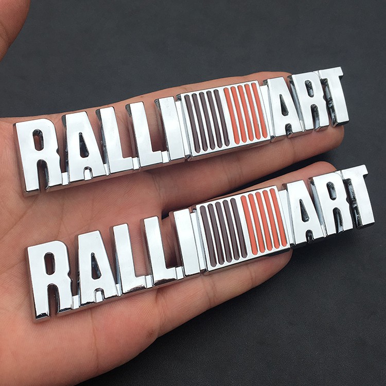 2pcs Stiker Emblem RALLIART Metal Untuk Fender Samping Mitsubishi