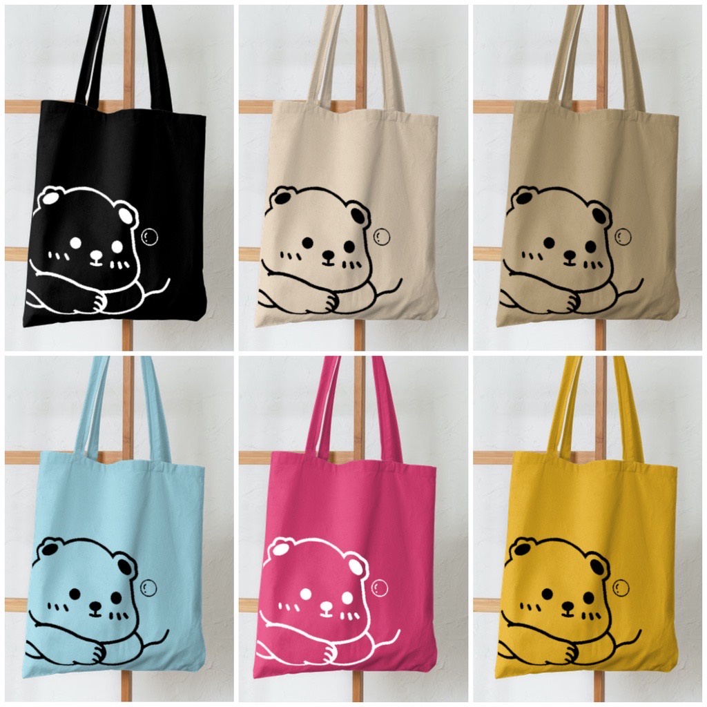 HOT SALE 2023 ! FLASH SALE - TOTEBAG [RESLETING] SEMI KANVAS TOTEBAG BERUANG RESLETING UKURAN 33x38 CM | TOTEBAG HITAM | TOTEBAG KREM | TOTEBAG KHAKI | TOTEBAG BIRU MUDA | TOTEBAG PINK | TOTEBAG NAVY | TOTEBAG MAROON ATAU MERAH