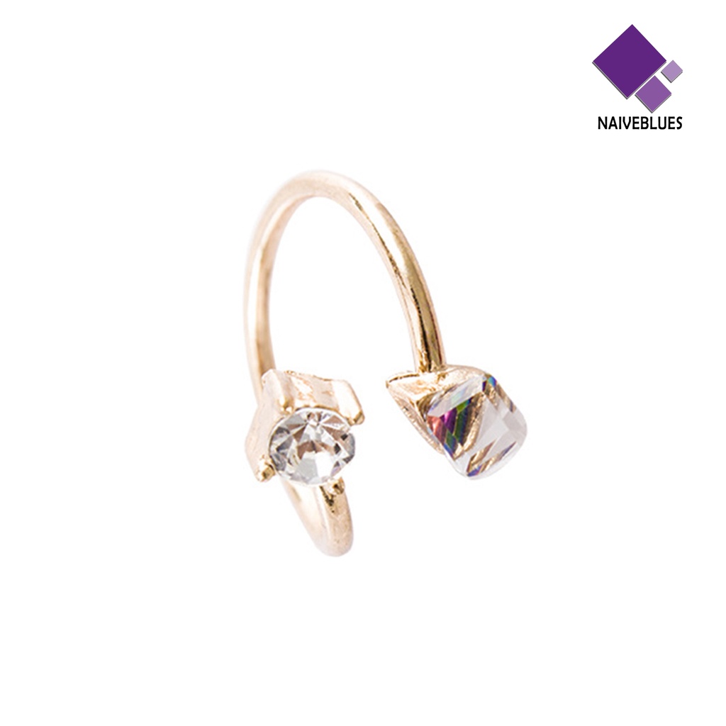 Naiveblue &gt; Cincin Tunangan Adjustable Hias Berlian Imitasi Multi Warna Anti Pudar Untuk Wanita