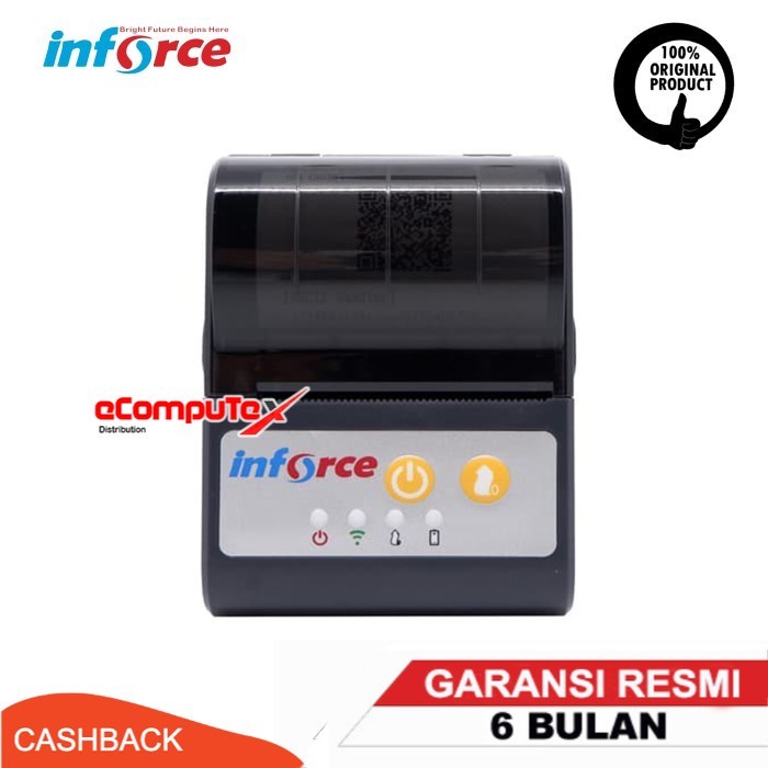 PRINTER PORTABLE KASIR STRUK INFORCE P80C USB BLUETOOTH BATERAI - 80MM