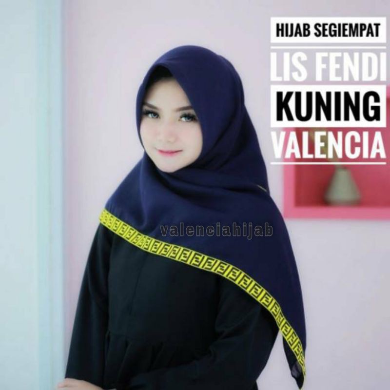 Hijab Jilbab Kerudung segiempat Lis pendi Kuning