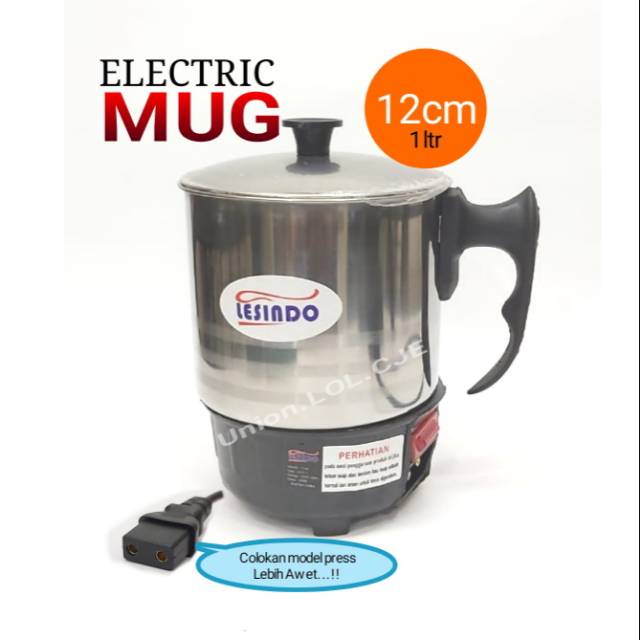 Teko Mug Listrik/Electric Mug Stainlesteel 1ltr 12cm