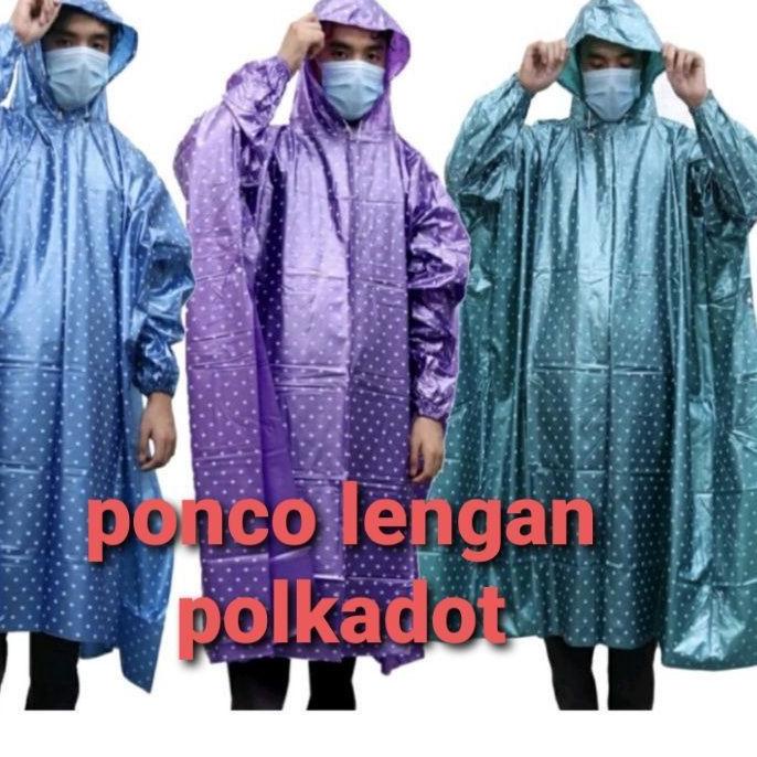 ♥ jas hujan ponco lengan polkadot jas hujan polkadot produck terbaik