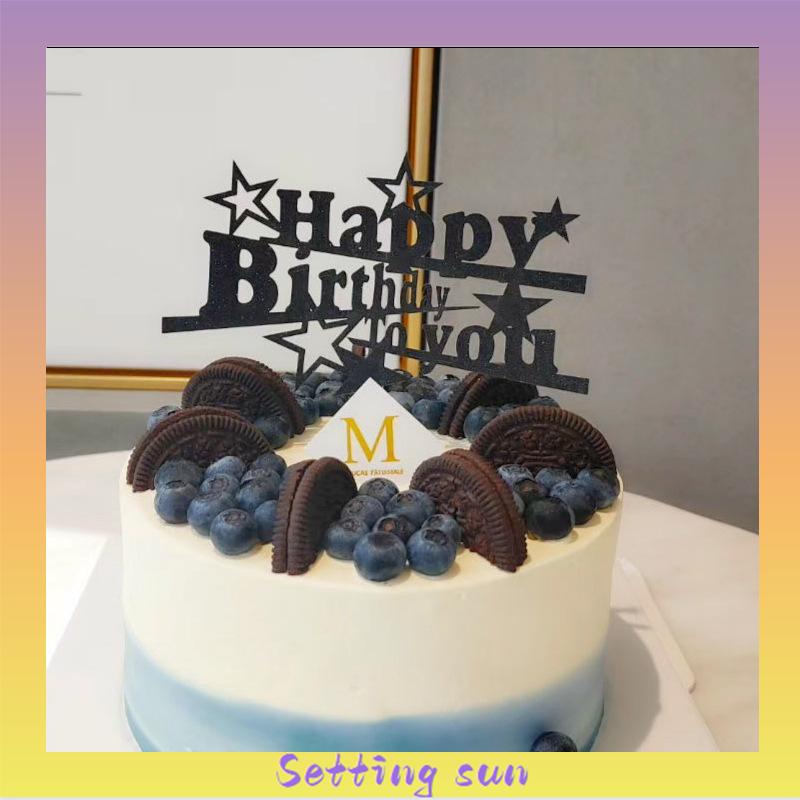 Topper Kue Desain Happy Birthday Warna Emas Bahan Akrilik Untuk Dekorasi Pesta TN