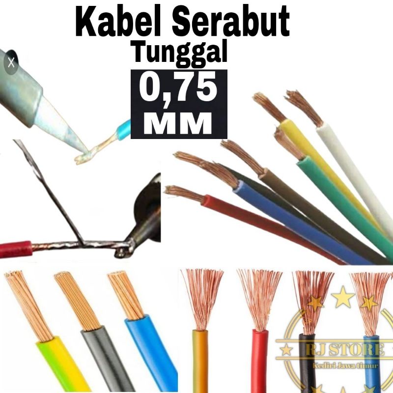 Kabel Listrik Serabut 0,75 mm Tembaga Asli Kabel Listrik Tunggal Serabut Kabel Body Motor Mobil 0,75 AWG Kabel Motor Kabel Mobil