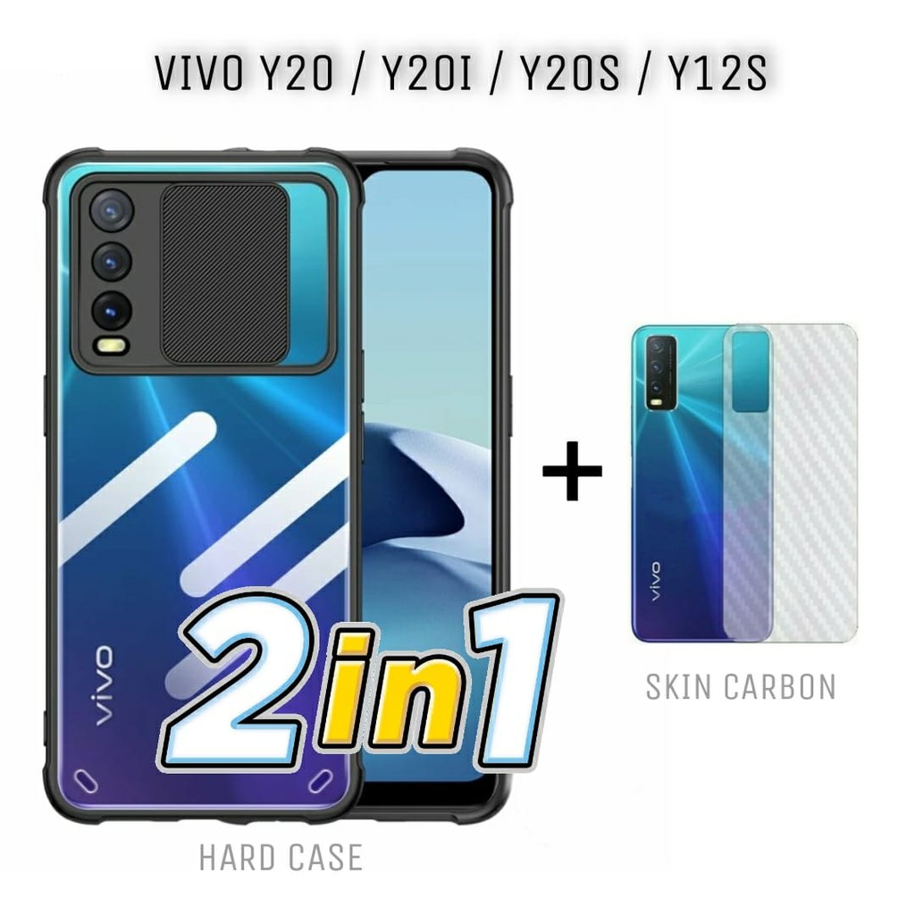 Hard Case Vivo Y20 / Vivo Y20i / Vivo Y20s / Vivo Y12S Fusion Sliding Free Skin Carbon Back Handphone