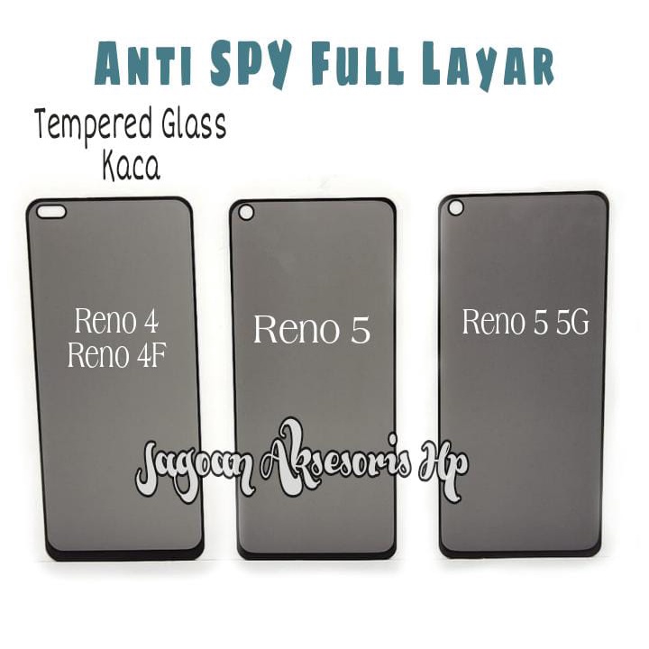 Anti SPY FULL LAYAR Oppo Reno 4 / Reno 4F / Reno 5 / Reno 5 5G Tempered Glass Privacy List Warna Full Lem ANTI I