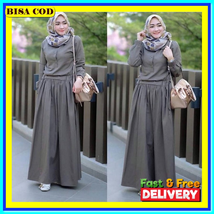 Gamis Syari Remaja Wanita Muslim Terbaru Dress Gamus Syarii Baju Games Fashion Muslim Lebaran Murah 
