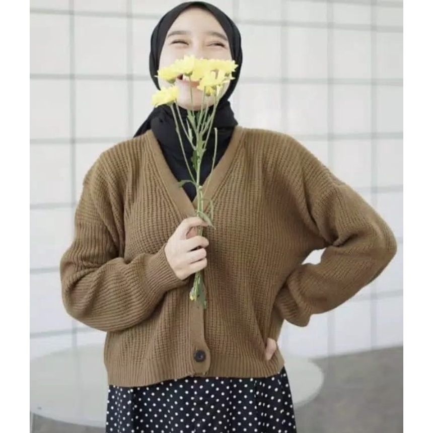 [COD] CARDIGAN CROP 7GET RAJUT TEBAL LENGAN PANJANG Eireen  Premium Nacara Outer Kardigan Malika