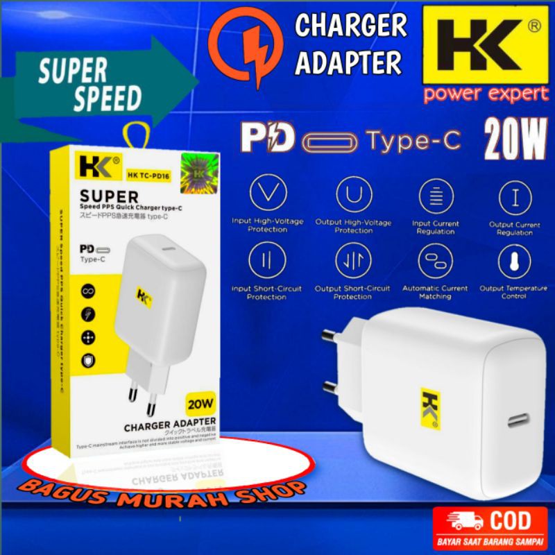 CHARGER ADAPTER PD 20W Type C QC 3.0 Fast Charging Quick Charge Power Adapter super speed P D 20 W