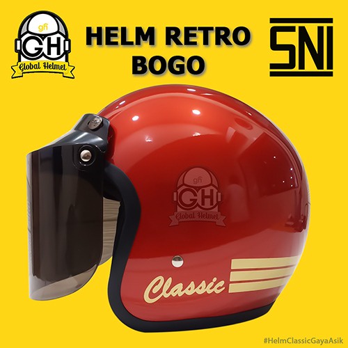 Helm Bogo Classic Helm Wanita Dewasa Warna Terkini Retro SNI Helm Arc Helm Jadul