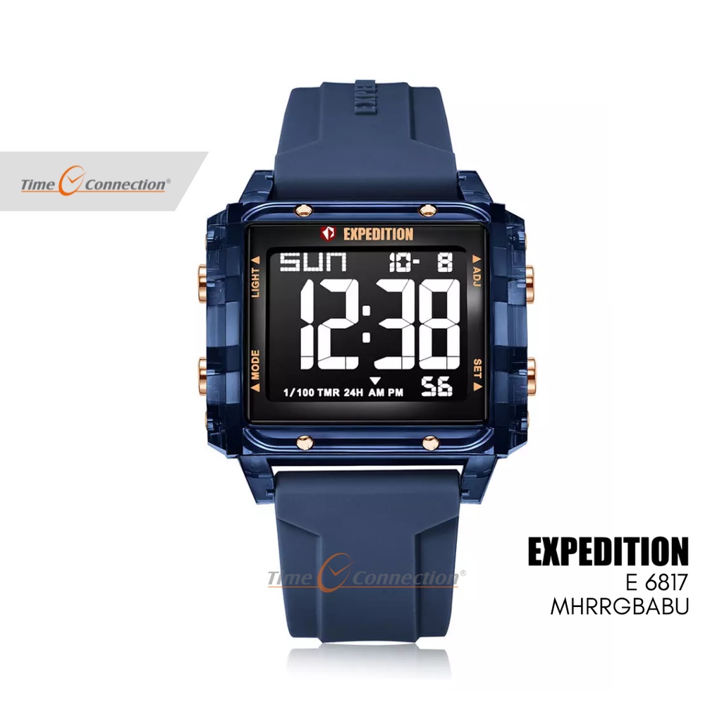 Expedition E 6817 MHRRGBABU Biru Transparan Original / Jam Tangan Wanita Pria Karet / Blue Transpare