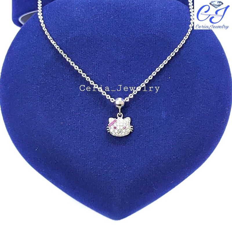 Kalung Perak Anak Asli Silver 925 Lapis Emas Model Rantai Nori Ukir Hellokitty-PerhiasanAnak