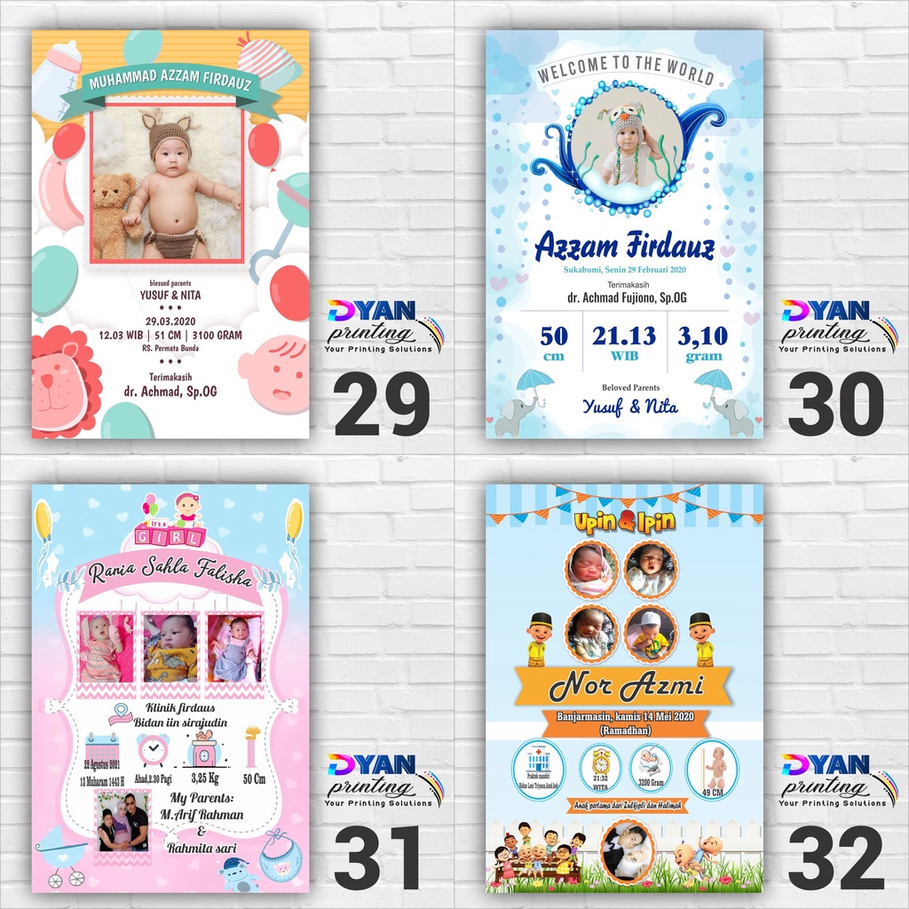 WALLDECOR/HIASAN DINDING BIODATA BAYI &amp; ANAK CUSTOM,BISA COD /BAYAR DITEMPAT