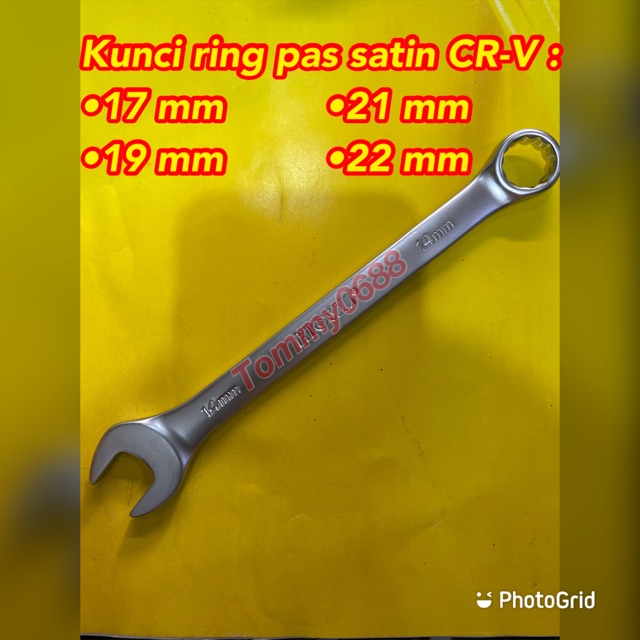 Kunci Ring Pas 17 19 21 22 Mm Hd Satin Crv Chrome Vanadium Kunci Baut