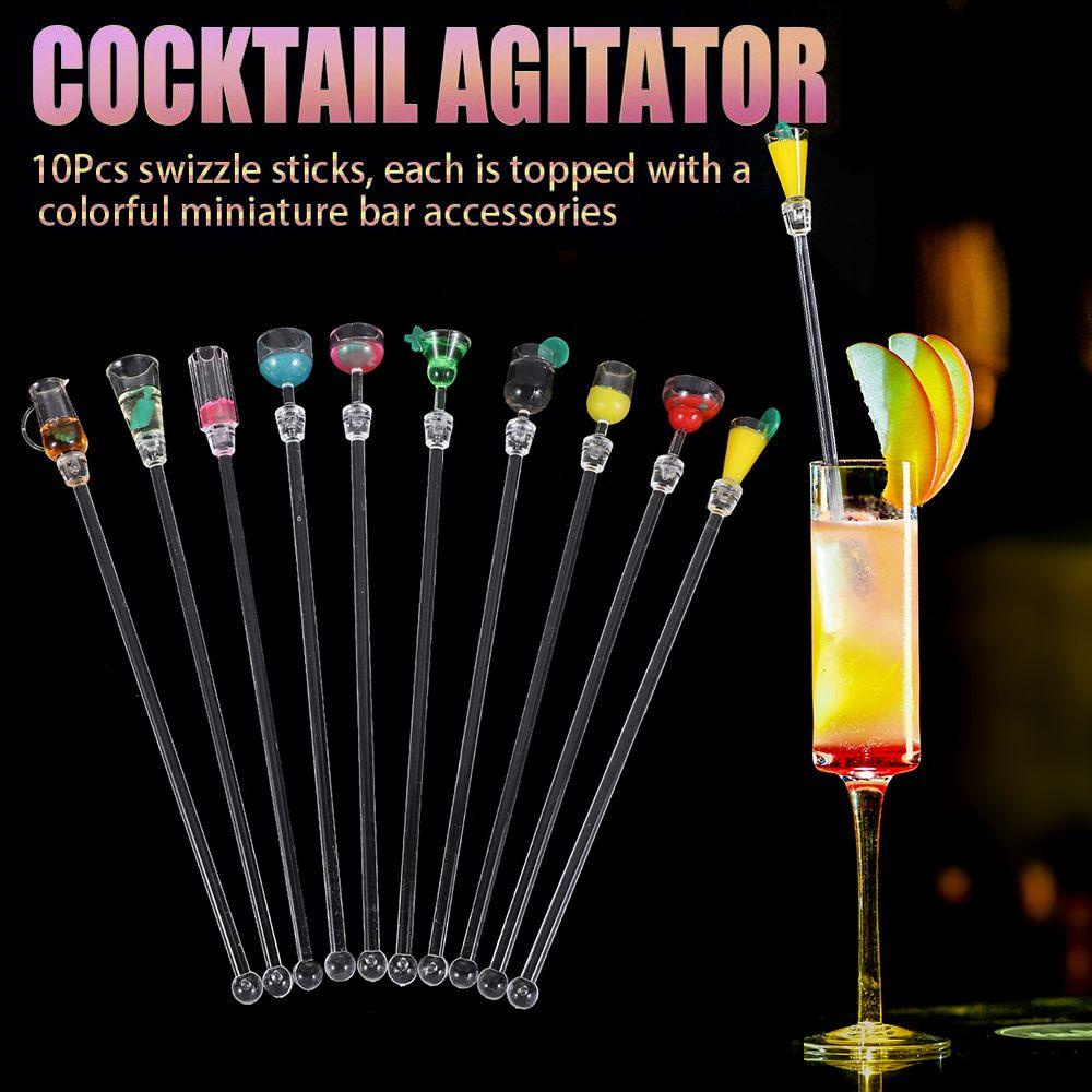 Suyo 10Pcs/Set Pengaduk Minuman Pesta Colorful Bar Alat Cocktail