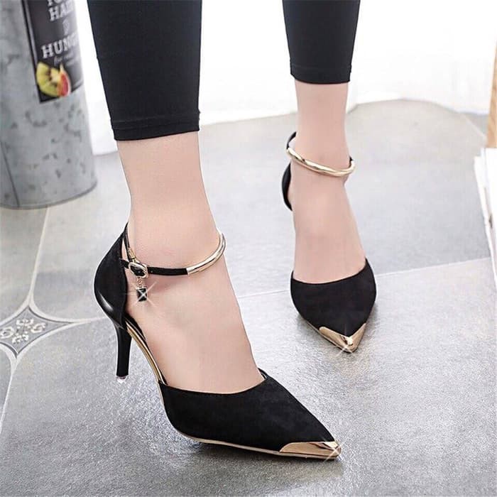 QV30 Clarisse Hak Tahu Wanita Betsy Realpict Salem Hitam Abu Best Seller Big Heels Pesta Tinggi 5C