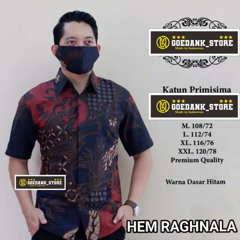 GUDANG BATIK STORE HRB026 Kenongo Hem Kemeja Batik Pria Lengan pendek Katun Primis Premium Halus MLXLXXL