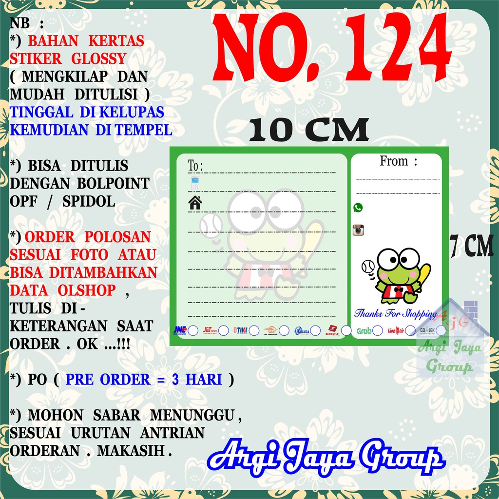 

Stiker Pengiriman - Sticker Alamat Olshop Murah Nomer 124 - 10x7 cm - Glossy