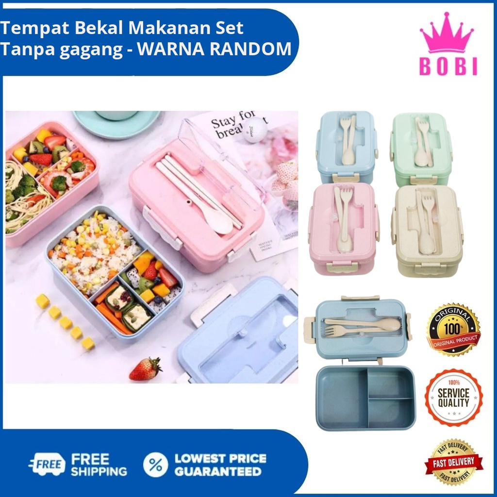 Tempat Bekal Makanan Set 1000ML  /  Lunch Box Set / Kotak Bekal Makan ​1000ml  Free Sendok,Garpu Tanpa gagang