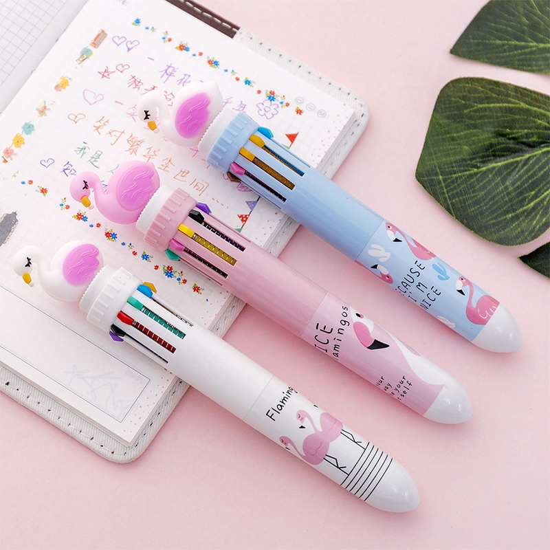 MOYL 10 Color Student Ballpoint Pen Cute Creative Multi-function Press Color Pen