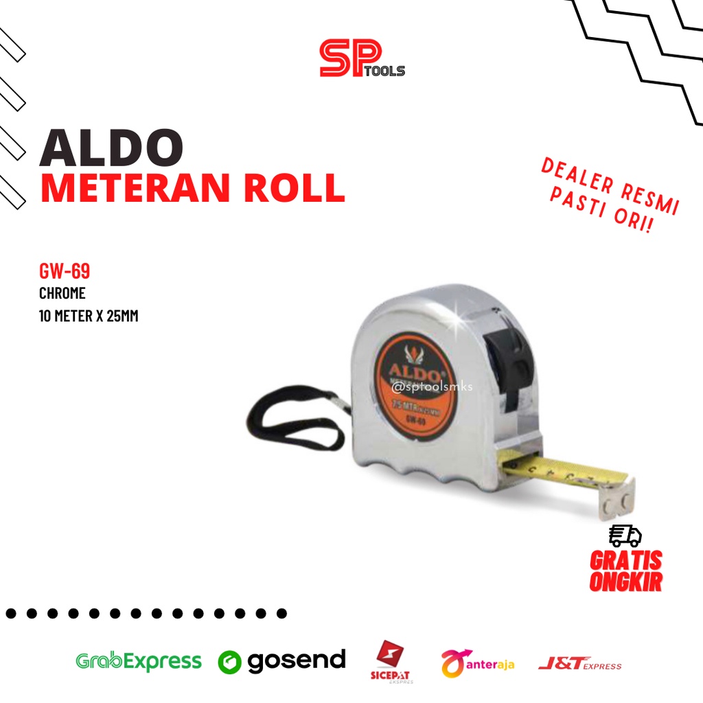 METER ROL / METERAN ROLL 10M 10 METER 10METER ALDO CHROME GW-69