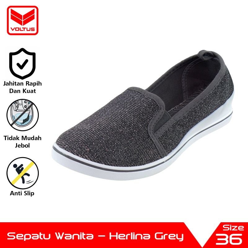 aha VOLTUS Sepatu Kasual Wanita Size 36 - 41 Herlina Grey Slip On Women Casual Shoes VOL-9552011 Abu