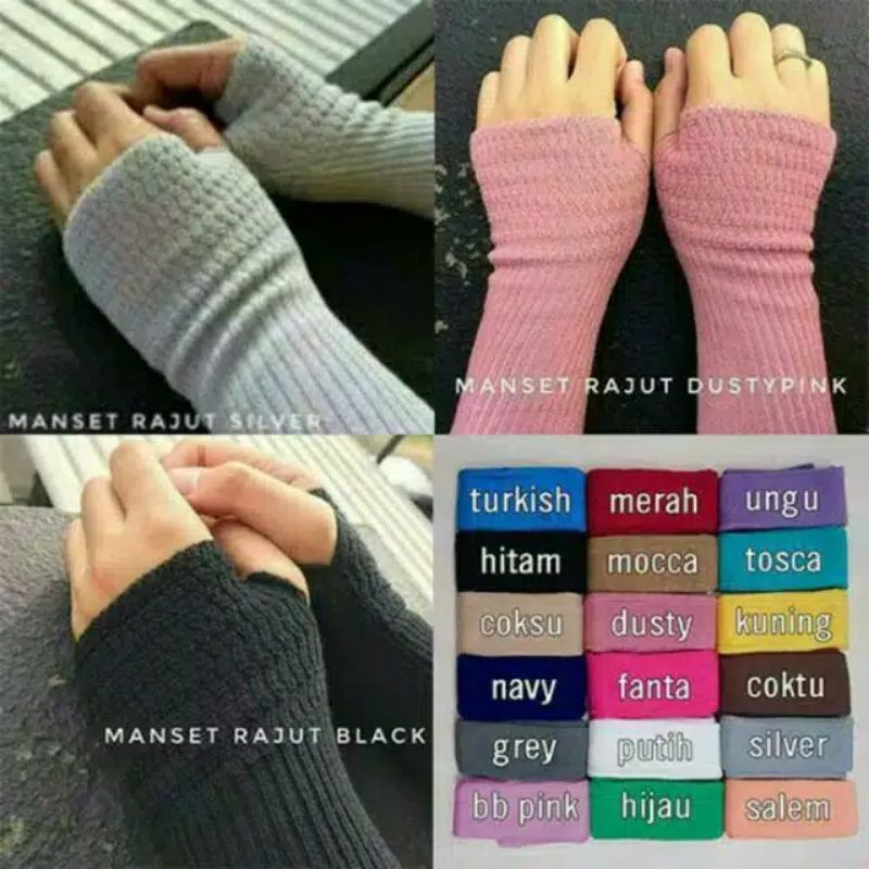 MANSET TANGAN PANJANG / MANSET JEMPOL WANITA / HANDSOCK RAJUT