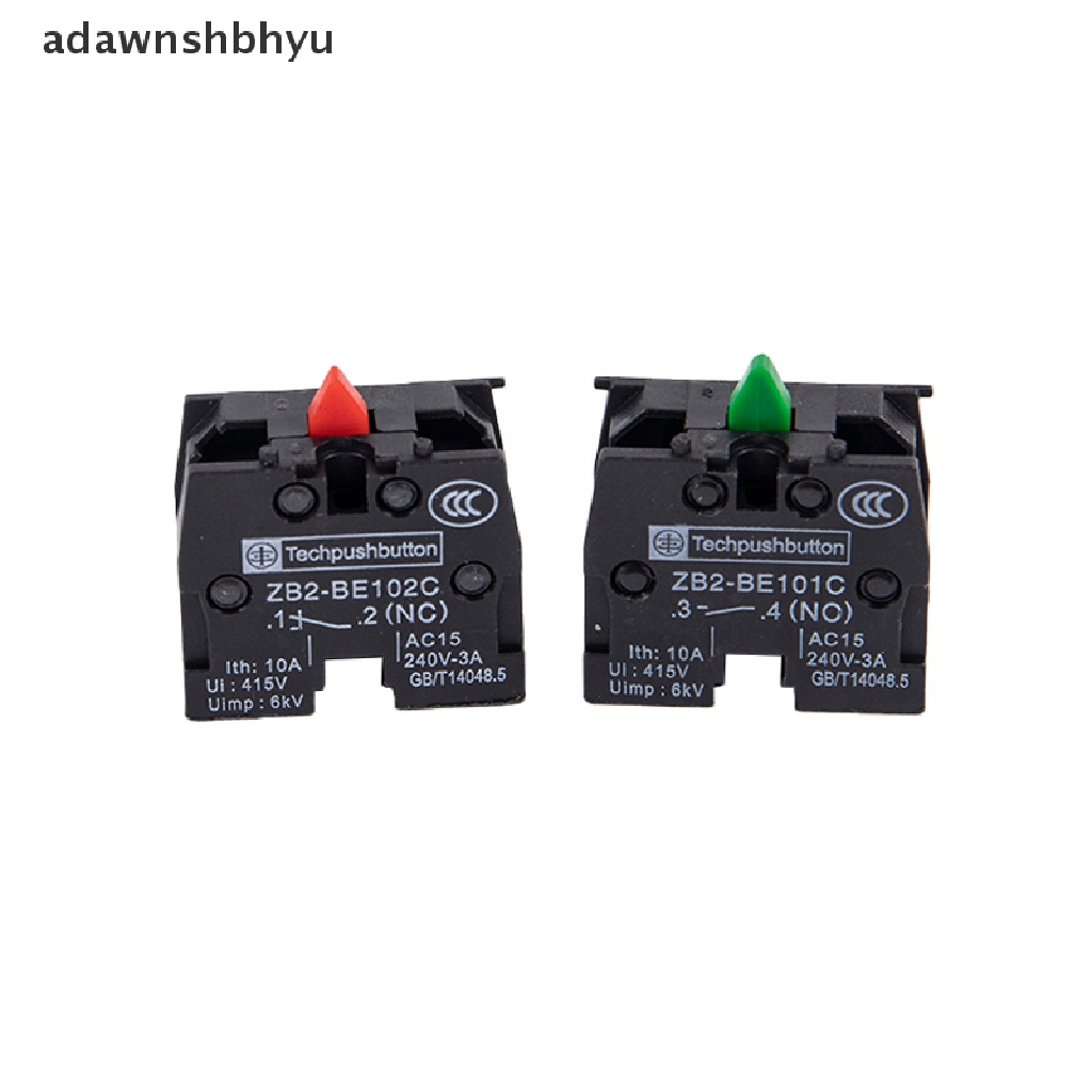 Adawnshbhyu 2pcs XB2 Push Button Switch ZB2-BE102C(NC) Blok Kontak ZB2-BE101C (NO)