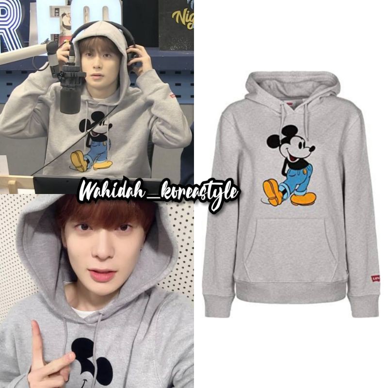 Jaket Hoodie Jaehyun NCT "Levis X Mickey Mouse" Baju Idol K-Pop Fashion