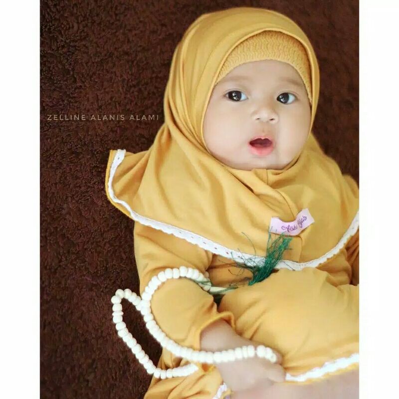 Hijab/jilbab renda anak tepi kids 0-1 th/kids anak/jilbab instan anak