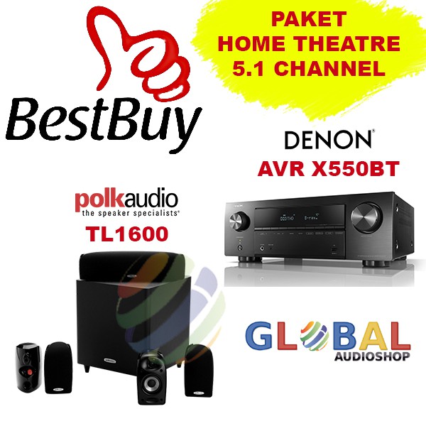 Polk Audio TL1600 Denon AVRX550BT PAKET HOME THEATER MURAH 5.1 Channel TL-1600 AVR-X550BT AVRX-550BT