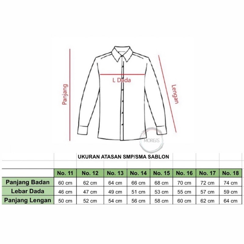 Seragam Baju Putih Panjang Polos