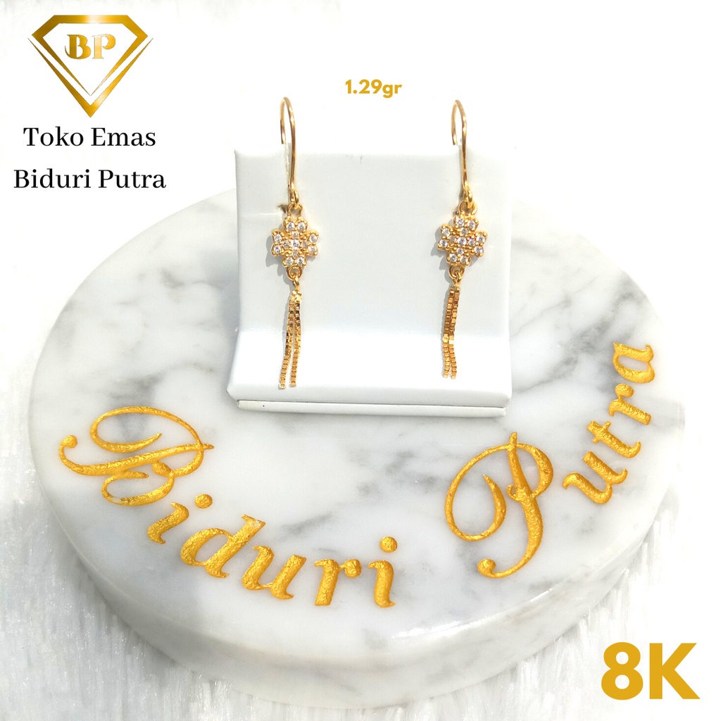 ANTING ELEGANT VARIASI MATA PERHIASAN EMAS ASLI KADAR 8K/375 toko emas biduri putra