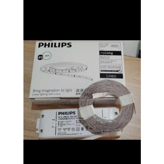 Led Strip Philips 5 Meter My Living Linea 18 Watt Dengan Trafo/Tanpa Trafo 31059 Warna Kuning (Warm White) 3000K/Travo Lampu Electronic Transmover Philips ET-E 10