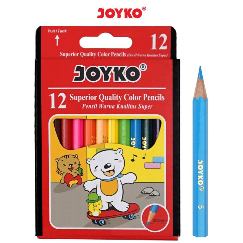 

(PROMO) Joyko Pensil Warna Mini Short Color Pencils Hexagonal Grip