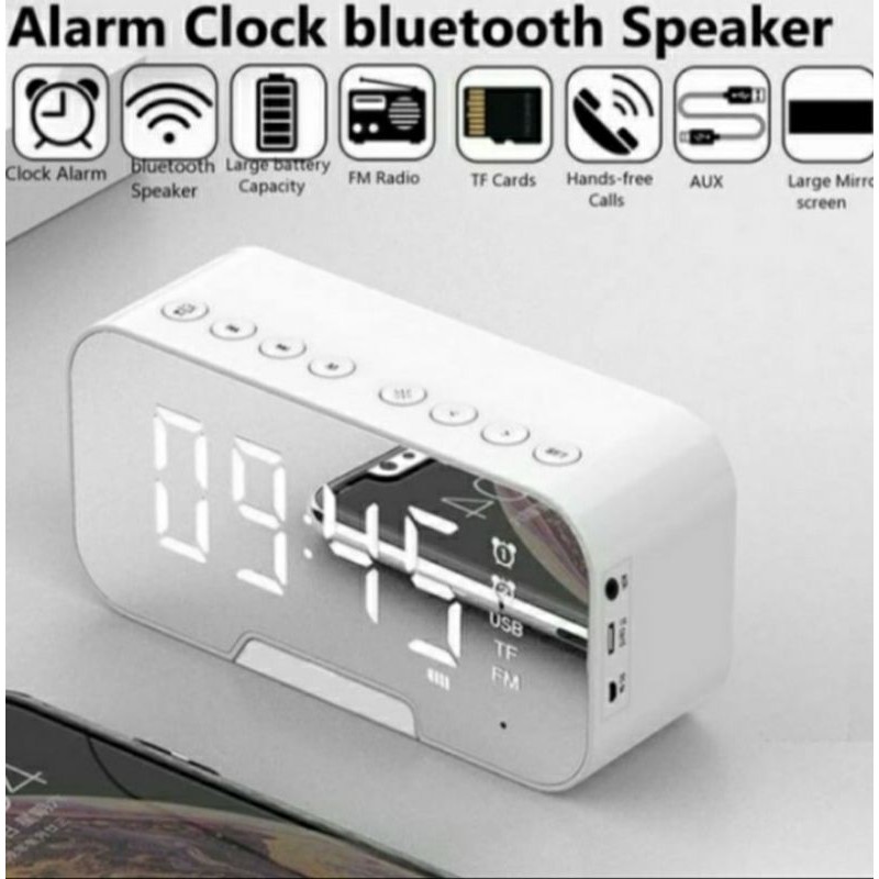 SPEAKER JAM ALARAM WIRELESS Q5 CLOCK BLUETOOTH DIGITAL SPEAKER STEREO
